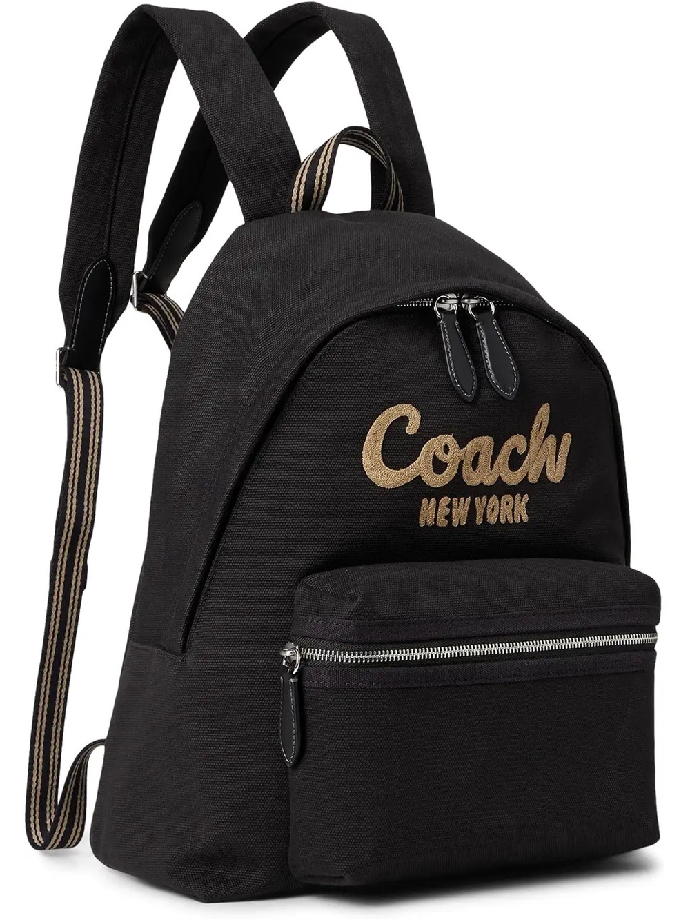 NWT Coach Black Backpack‎ with Gold Embroidered Script